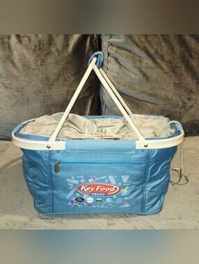 NWT PICNIC TIME RETRO INSULATED PICNIC / FOOD SHOPPING COLLAPSIBLE BASKET TOTE
